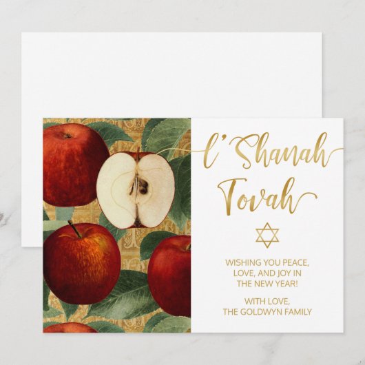 L'Shanah Tovah Joods Nieuwjaar Appels Wit Feestdagenkaart (Voorkant / Achterkant)