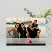 L'Shanah Tovah Pomegranate Elegant Script Photo Folie Feestdagenkaart (Staand Voorkant)