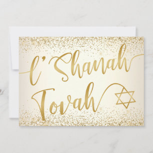 L'Shanah Tovah Rosh Hashanah Gouden Schrift Glitte Feestdagenkaart