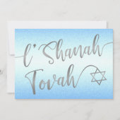 L'Shanah Tovah Rosh Hashanah Silver Script Blue Feestdagenkaart (Voorkant)