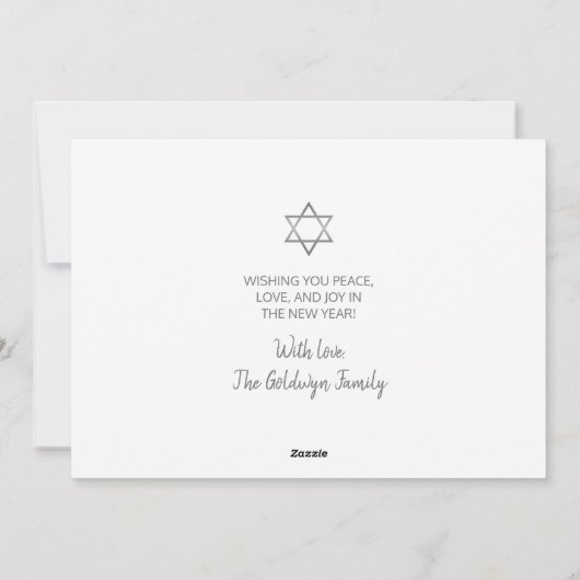 L'Shanah Tovah Rosh Hashanah Silver Script Blue Feestdagenkaart (Achterkant)