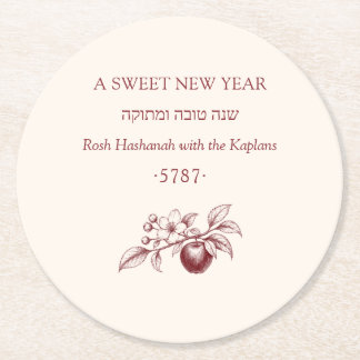 L'shanah Tovah Rosh Hashanah Zoete Nieuwe Jaar Joo Ronde Kartonnen Onderzetter