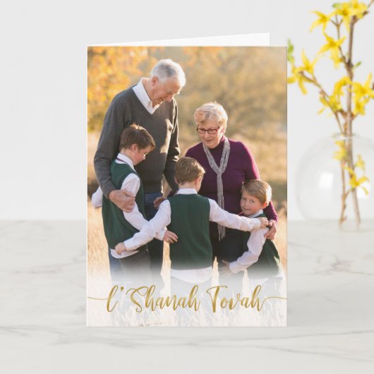 L'Shanah Tovah Rosj Hasjana gezinsfoto Kaart (Gele Bloem)