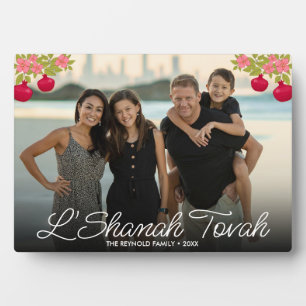 L'Shanah Tovah Script Foto Granaatappel Bloem Fotoplaat