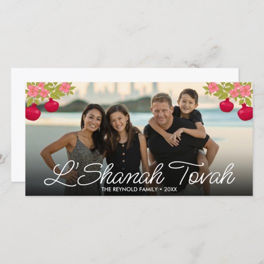 L'Shanah Tovah Script Photo Pomegranate Flower (Voorkant / Achterkant)