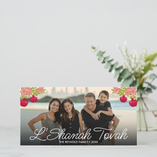 L'Shanah Tovah Script Photo Pomegranate Flower (Staand voorkant)