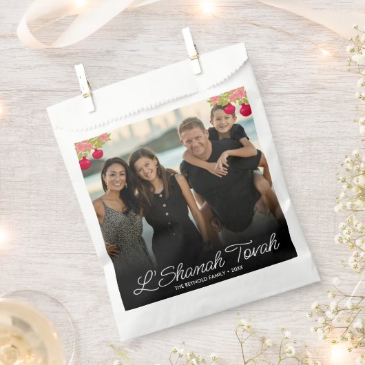 L'Shanah Tovah Script Photo Pomegranate Flower Bedankzakje (Geknipt)