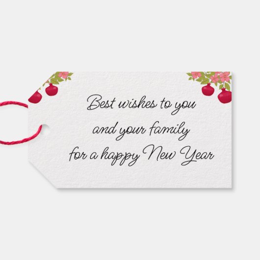 L'Shanah Tovah Script Photo Pomegranate Flower Cadeaulabel (Achterkant Horizontaal)