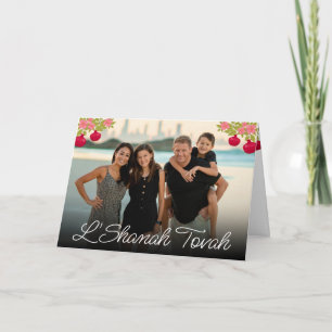 L'Shanah Tovah Script Photo Pomegranate Flower Kaart