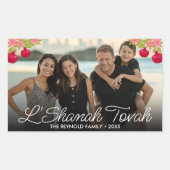 L'Shanah Tovah Script Photo Pomegranate Flower Rechthoekige Sticker (Voorkant)