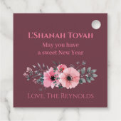 L'Shanah Tovah Star van David Pink Flower Bedankjes Labels (Achterkant)