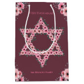 L'Shanah Tovah Star van David Pink Flower Medium Cadeauzakje (Voorkant)