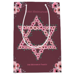 L'Shanah Tovah Star van David Pink Flower Medium Cadeauzakje