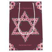 L'Shanah Tovah Star van David Pink Flower Medium Cadeauzakje (Achterkant)