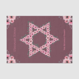 L'Shanah Tovah Star van David Pink Flower Tissuepapier