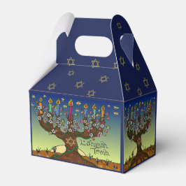 L'shanah Tovah Tree of life Menorah Favor Box Bedankdoosjes