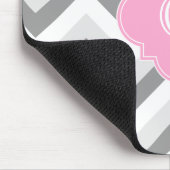 Lt. 2 Gray White Chevron Pink Quatrefoil Monogram Muismat (Hoek)