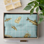 Lt Blauw en Goud Nautical Serie Ontwerp 4 Tissuepapier (Geschenk)