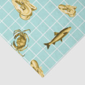 Lt Blauw en Goud Nautical Serie Ontwerp 4 Tissuepapier (Detail)