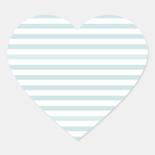 Lt. Blauw en witte horizontale streep Hart Sticker (Voorkant)