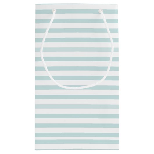 Lt. Blauw en witte horizontale streep Klein Cadeauzakje (Achterkant)