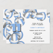 Lt Blauw Grijs Volleybal Jongens Meisjes Verjaarda Kaart (Voorkant / Achterkant)