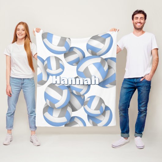 LT Blauw Grijs Volleyballen Meisjes Sportkamer Dec Fleece Deken (In situ)