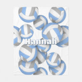 LT Blauw Grijs Volleyballen Meisjes Sportkamer Dec Fleece Deken (Voorkant)