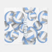 LT Blauw Grijs Volleyballen Meisjes Sportkamer Dec Fleece Deken (Voorkant (Horizontaal))