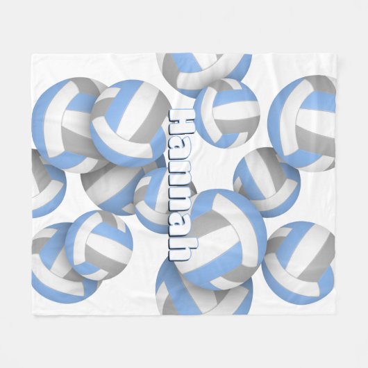 LT Blauw Grijs Volleyballen Meisjes Sportkamer Dec Fleece Deken (Voorkant (Horizontaal))