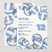 Lt Blauw Grijs Volleyballen Verjaardag of Team Par Kaart (Voorkant / Achterkant)