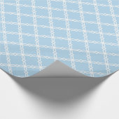 Lt Blauw Wit Groot Fancy Quatrefoil Patroon Cadeaupapier (Hoek)