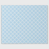 Lt Blauw Wit Groot Fancy Quatrefoil Patroon Cadeaupapier (Vlak)