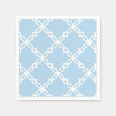 Lt Blauw Wit Groot Fancy Quatrefoil Patroon Servet (Voorkant)