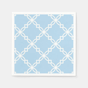 Lt Blauw Wit Groot Fancy Quatrefoil Patroon Servet