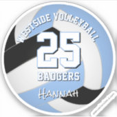 LT Blauw Zwart Volleybal Club Kleuren Atleet Naam Sticker (Voorkant)