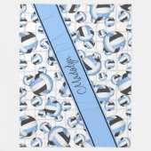 Lt blauw zwart-witvolleybalpatroon netaccent fleece deken (Voorkant)