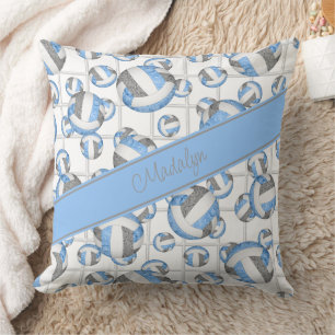 Lt blauwe grijze volleybalpatroon netaccent kussen