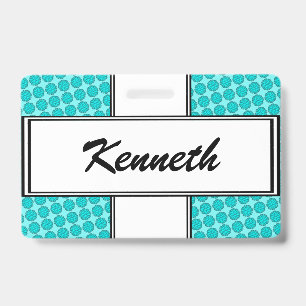 Lt Blauwe / Teal Bloem Ribbon door Kenneth Yoncich Badge