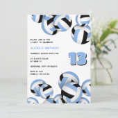 Lt Blauwe Zwarte Volleyballen Verjaardag of Team P Kaart (Staand voorkant)