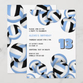 Lt Blauwe Zwarte Volleyballen Verjaardag of Team P Kaart (Voorkant / Achterkant)