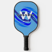 Lt Blue Beste Opa met Monogramed initialen Pickleball Paddle (Voorkant)