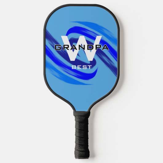 Lt Blue Beste Opa met Monogramed initialen Pickleball Paddle (Voorkant)