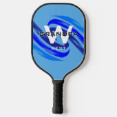 Lt Blue Beste Opa met Monogramed initialen Pickleball Paddle (Achterkant)