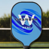 Lt Blue Beste Opa met Monogramed initialen Pickleball Paddle