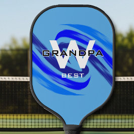 Lt Blue Beste Opa met Monogramed initialen Pickleball Paddle