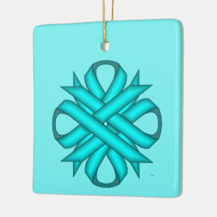 Lt Blue/Blauwgroen Clover-lint van K Yoncich Keramisch Ornament