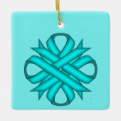 Lt Blue/Blauwgroen Clover-lint van K Yoncich Keramisch Ornament (Voorkant)