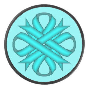 Lt Blue/Blauwgroen Clover Ribbon door Kenneth Yonc Hockey Puck