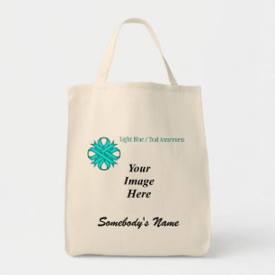 Lt Blue/Blauwgroen Clover Ribbon Sjabloon door K Y Tote Bag